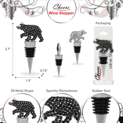 CHEERS - SPARKLING WINE STOPPER - BLACK BEAR
