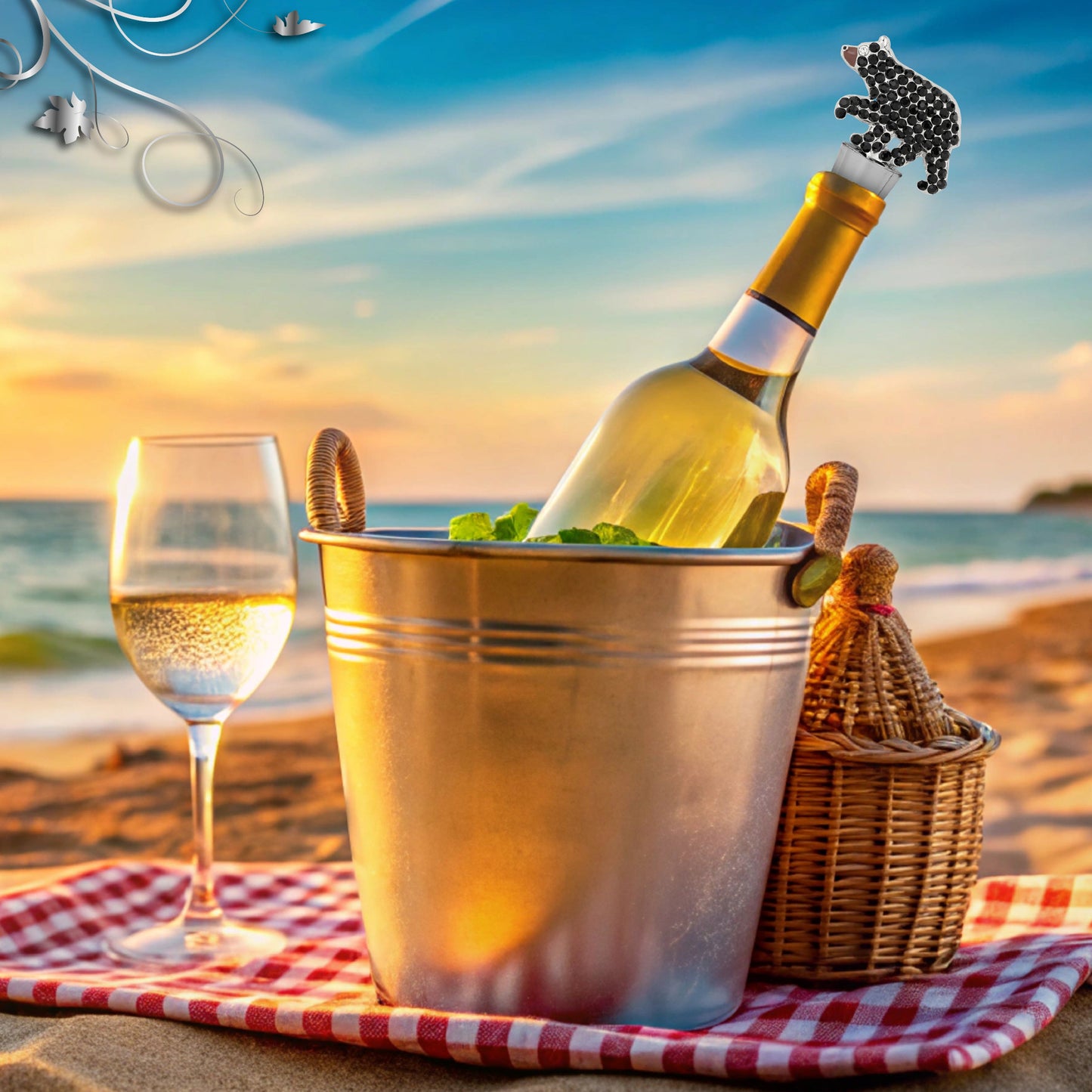 CHEERS - SPARKLING WINE STOPPER - BLACK BEAR