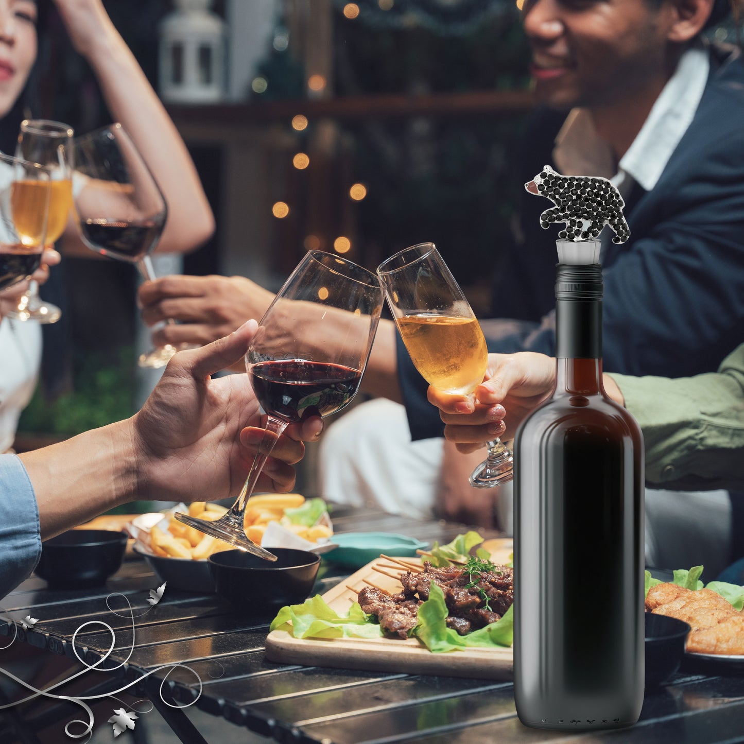 CHEERS - SPARKLING WINE STOPPER - BLACK BEAR