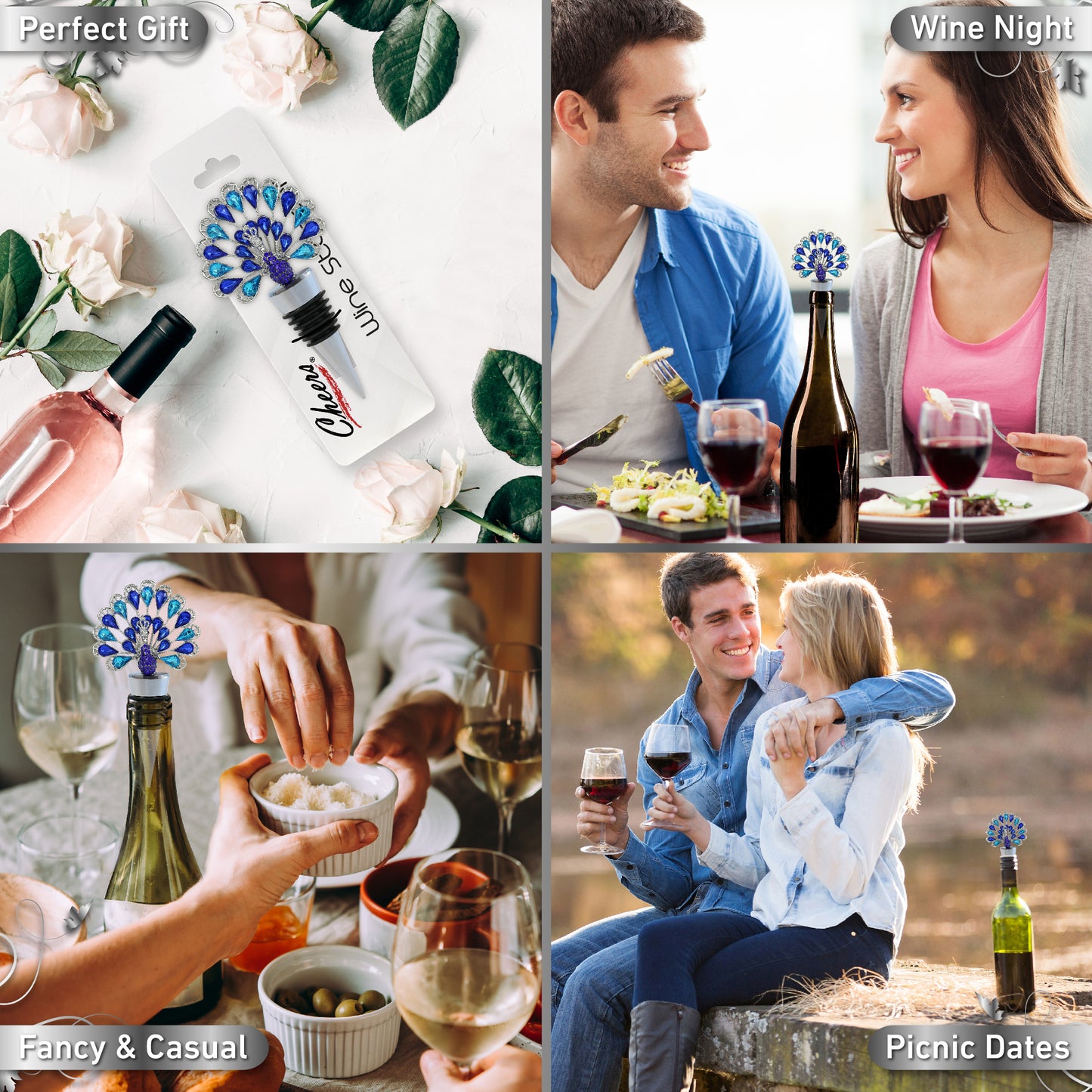 CHEERS - SPARKLING WINE STOPPER - PEACOCK