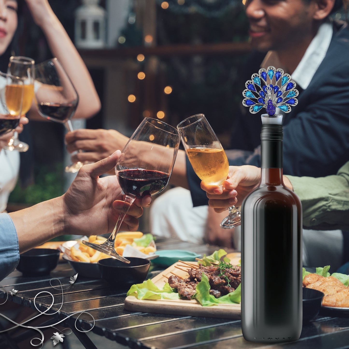 CHEERS - SPARKLING WINE STOPPER - PEACOCK