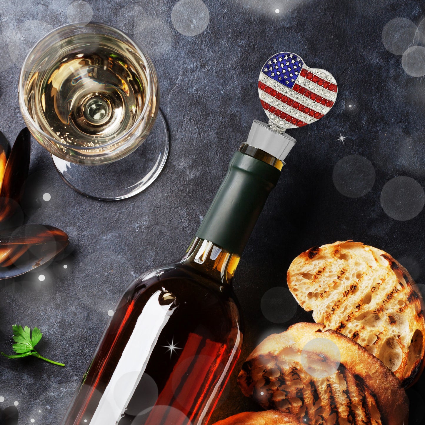 CHEERS - SPARKLING WINE STOPPER - AMERICAN HEART