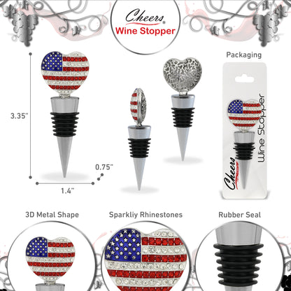 CHEERS - SPARKLING WINE STOPPER - AMERICAN HEART