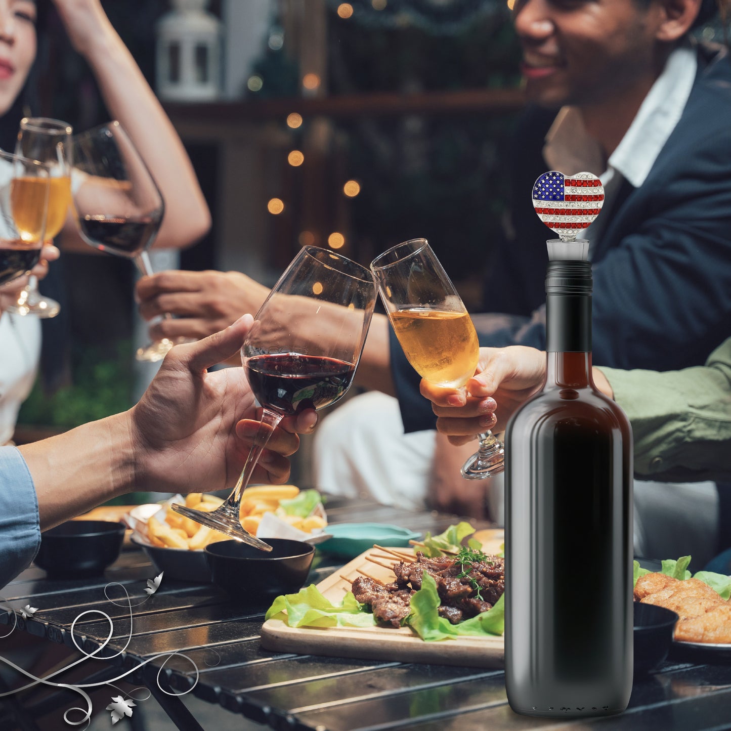 CHEERS - SPARKLING WINE STOPPER - AMERICAN HEART
