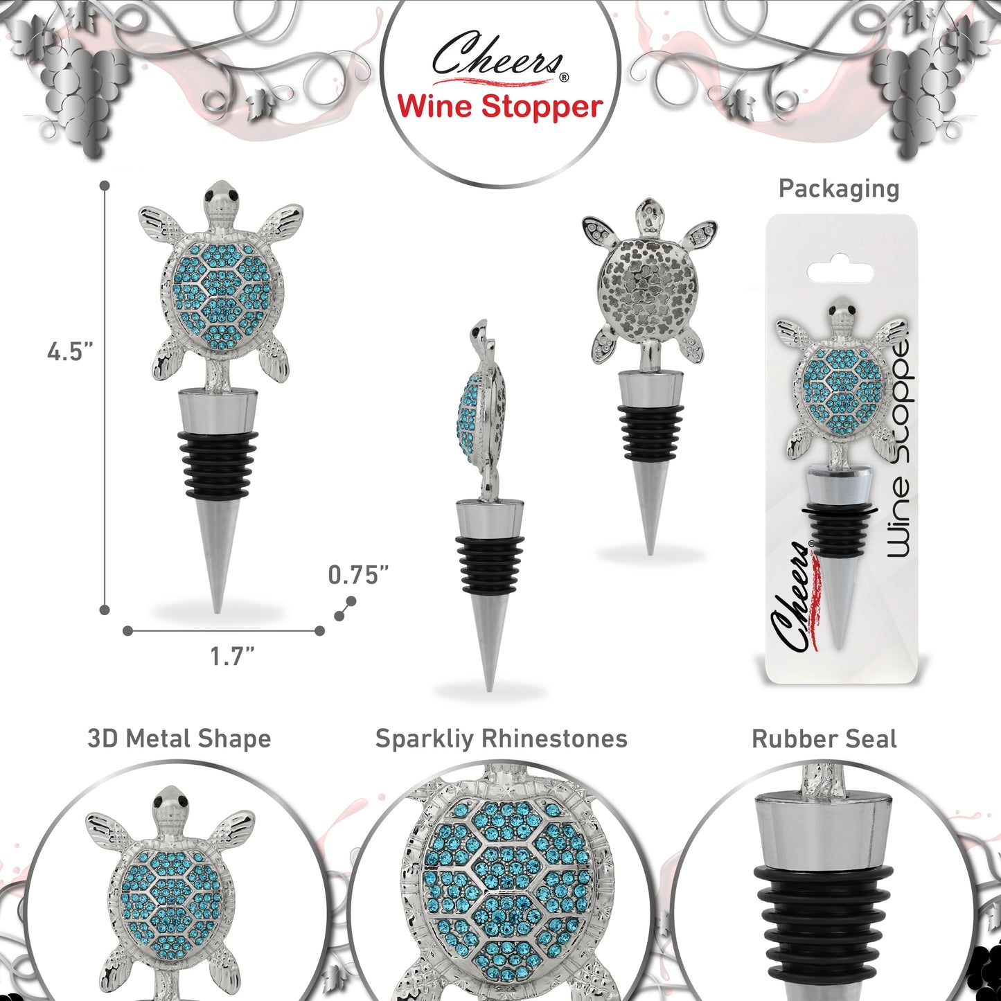 CHEERS - SPARKLING WINE STOPPER - SEA TURTLE