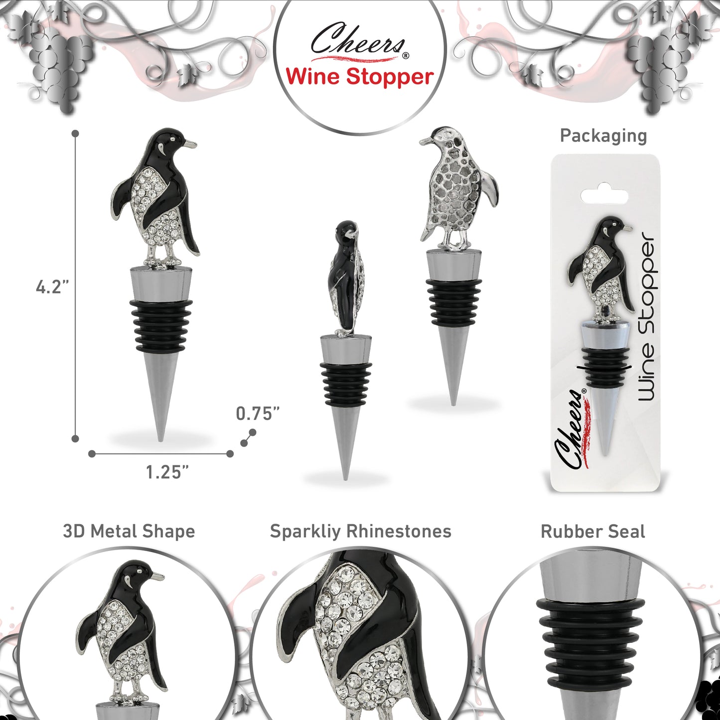 CHEERS - SPARKLING WINE STOPPER - PENGUIN