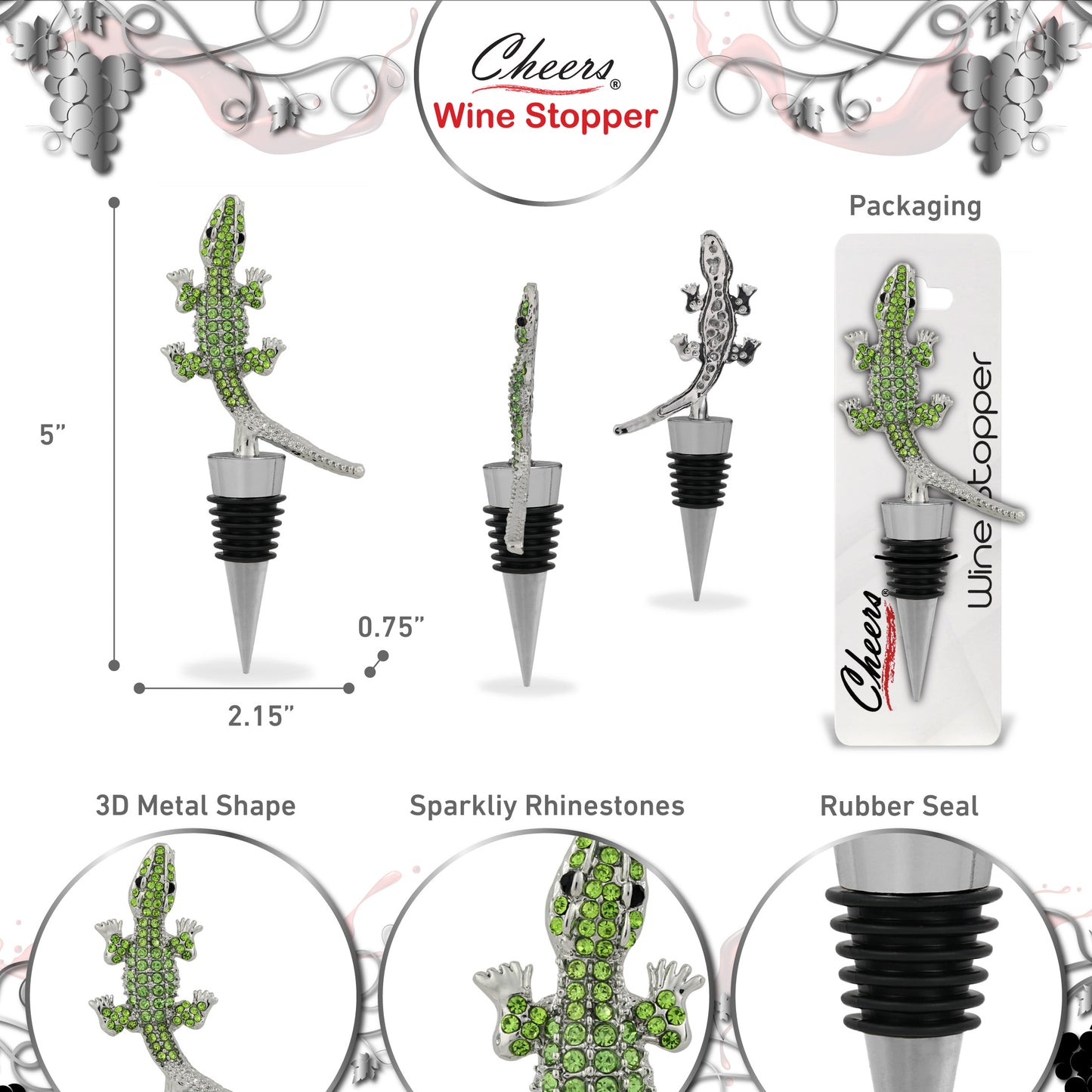 CHEERS - SPARKLING WINE STOPPER - ALLIGATOR