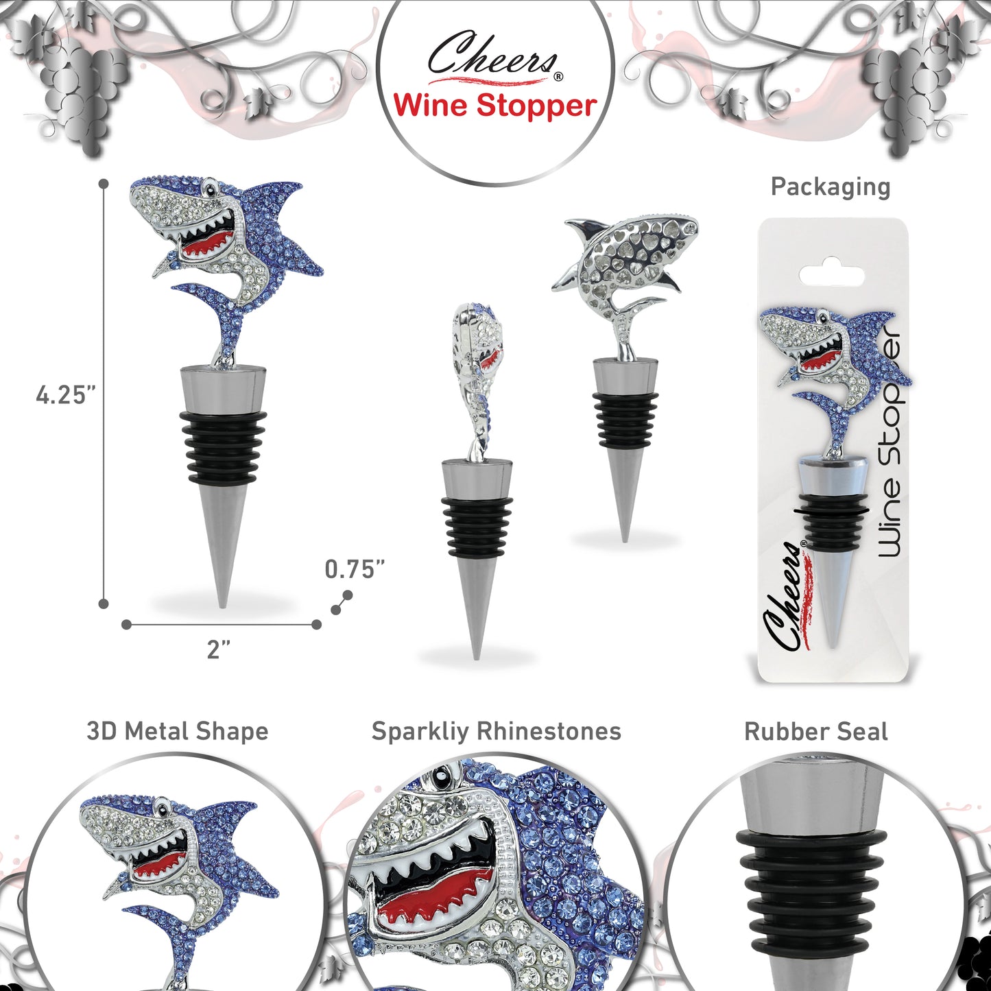 CHEERS - SPARKLING WINE STOPPER - SHARK