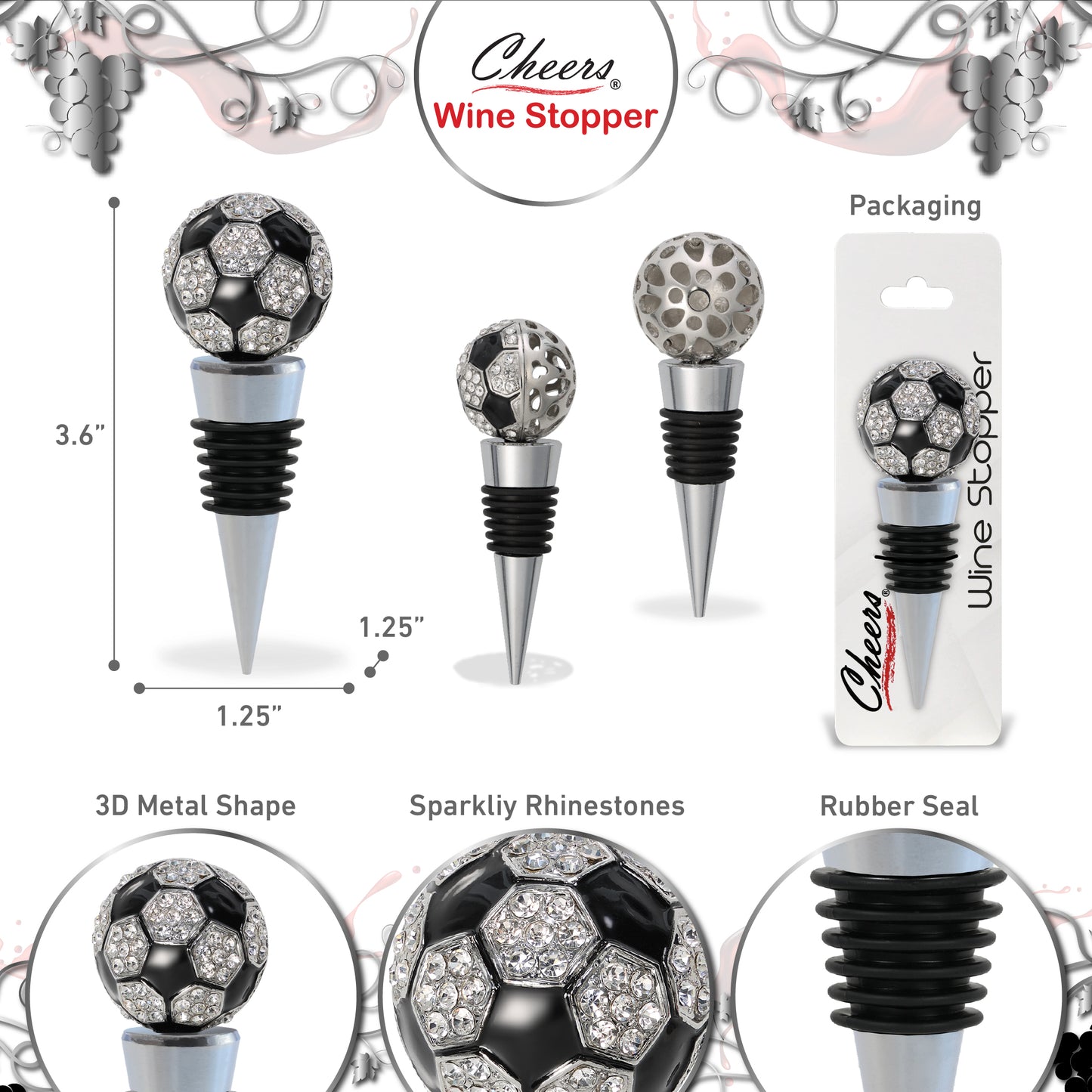CHEERS - SPARKLING WINE STOPPER - SOCCER BALL