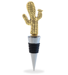 WINE STOPPER - GOLD METAL CACTUS
