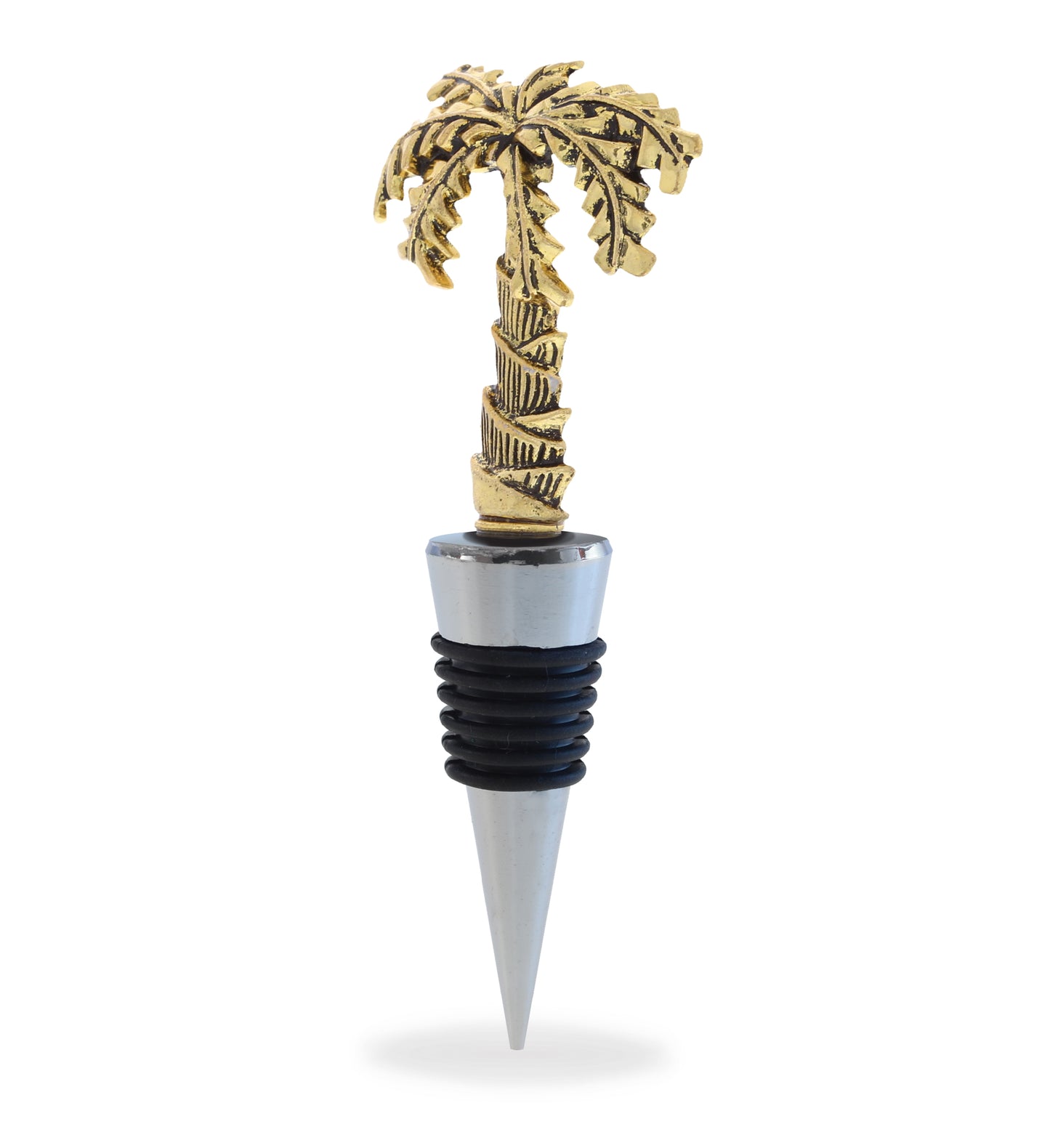 WINE STOPPER - GOLD METAL PALM TREE