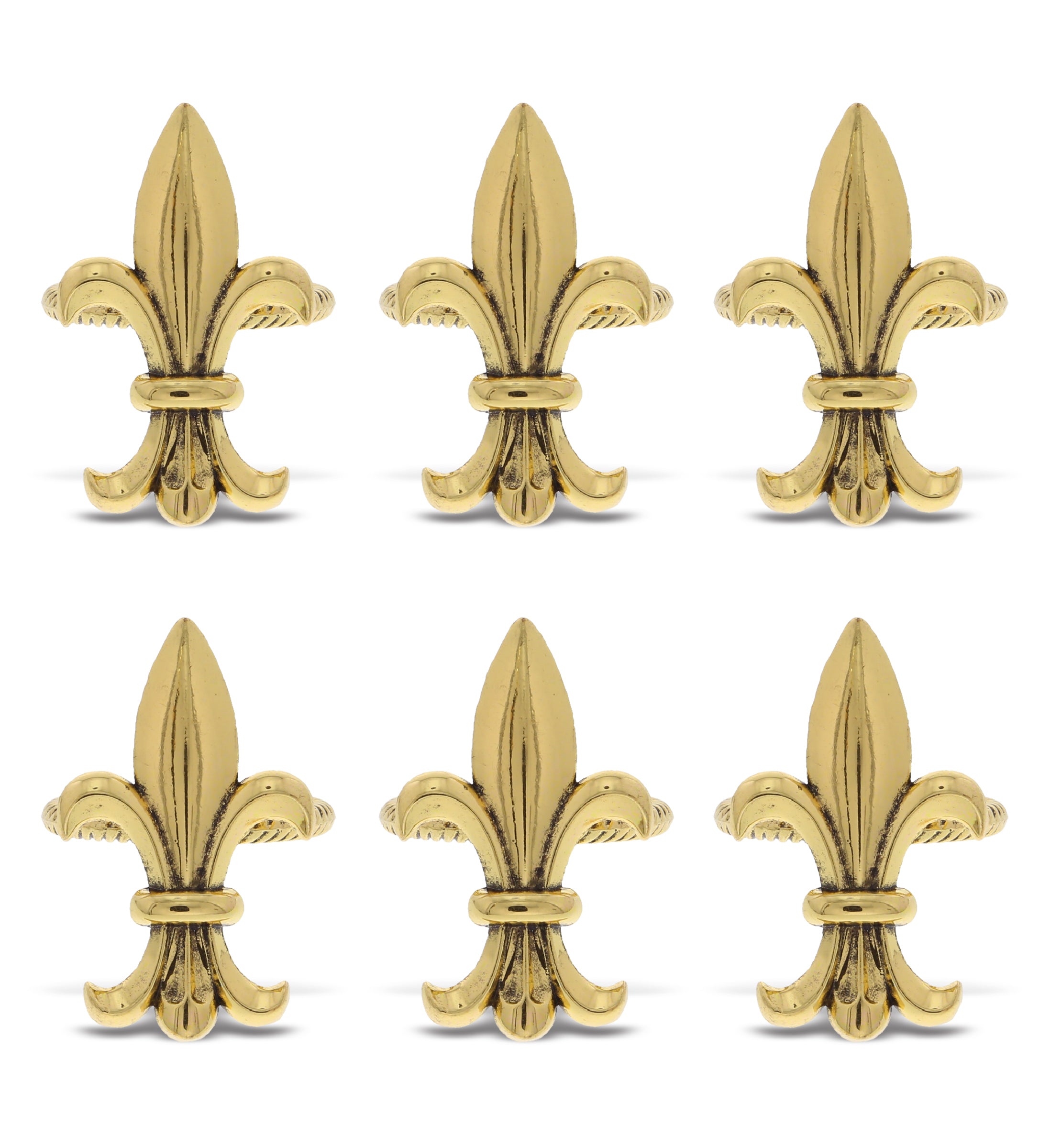 GOLD NAPKIN RING - SET OF 6 - FLEUR DE LIS