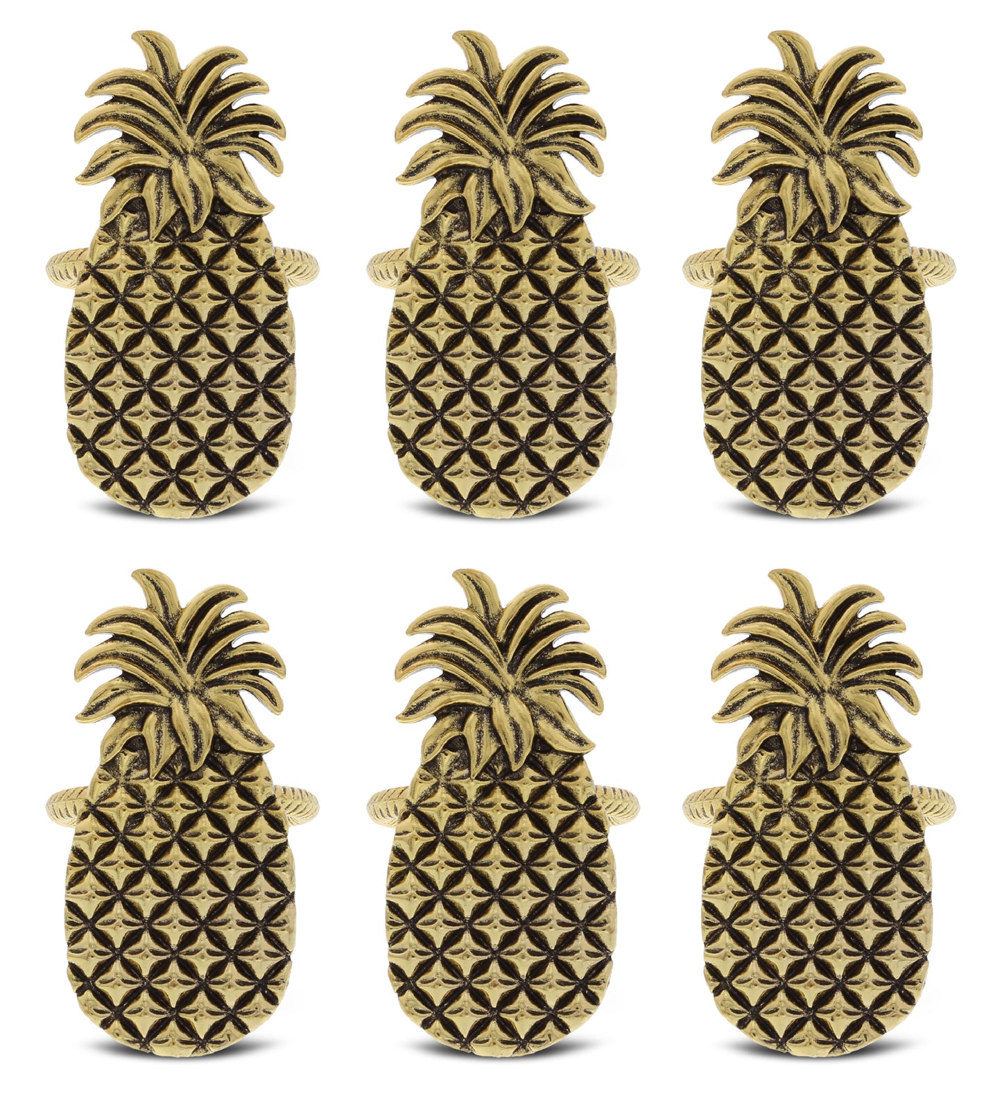 GOLD NAPKIN RING - SET OF 6 - PINEAPPLE