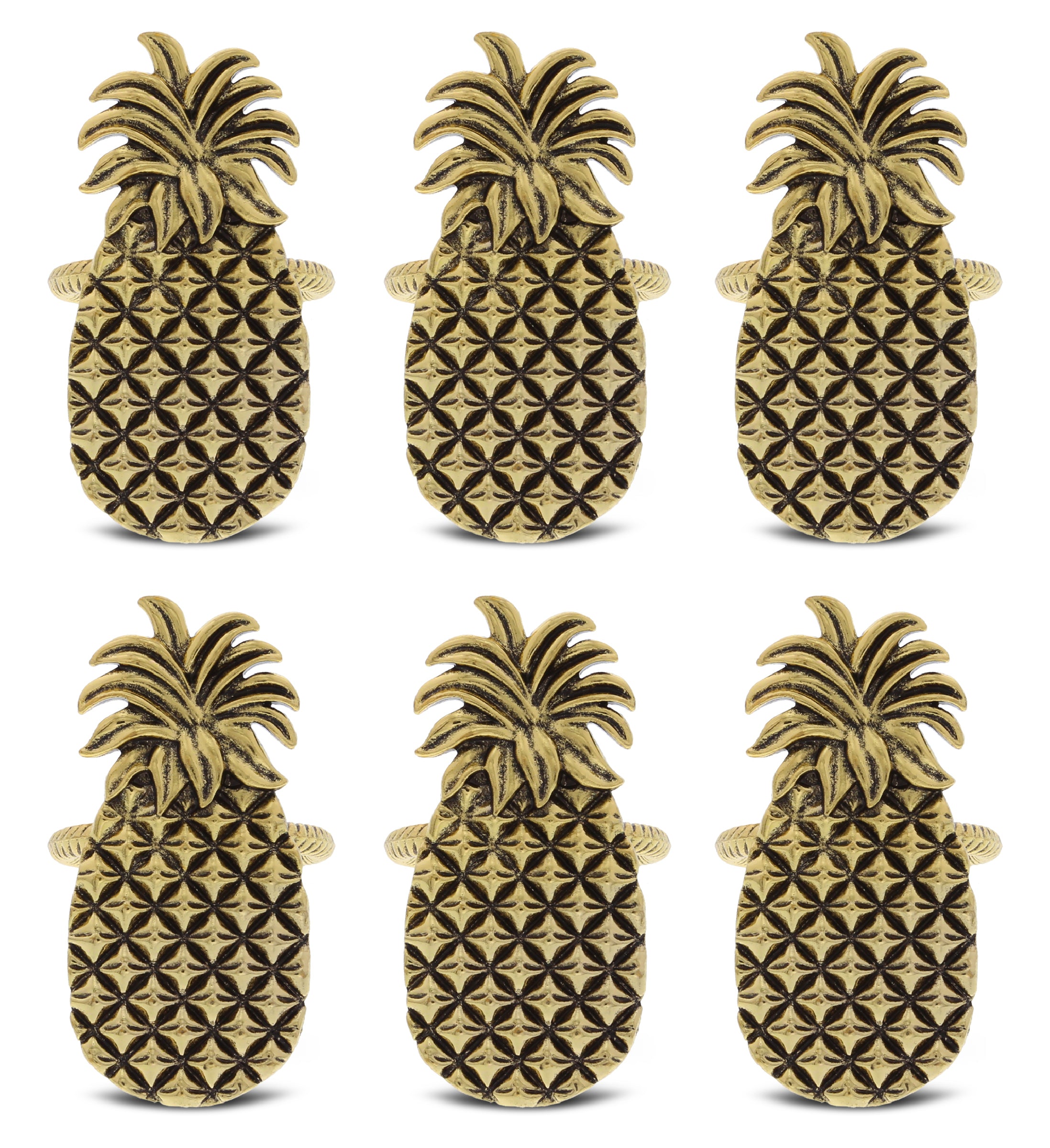 GOLD NAPKIN RING - SET OF 6 - PINEAPPLE