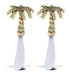 GOLD CHEESE SPREADER - SET OF 2 - PALM TREE