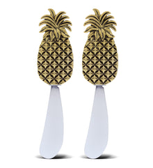 GOLD CHEESE SPREADER - SET OF 2 - PINEAPPLE