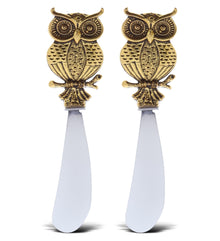 GOLD CHEESE SPREADER - SET OF 2 - OWL