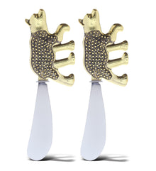 GOLD CHEESE SPREADER - SET OF 2 - BLACK BEAR