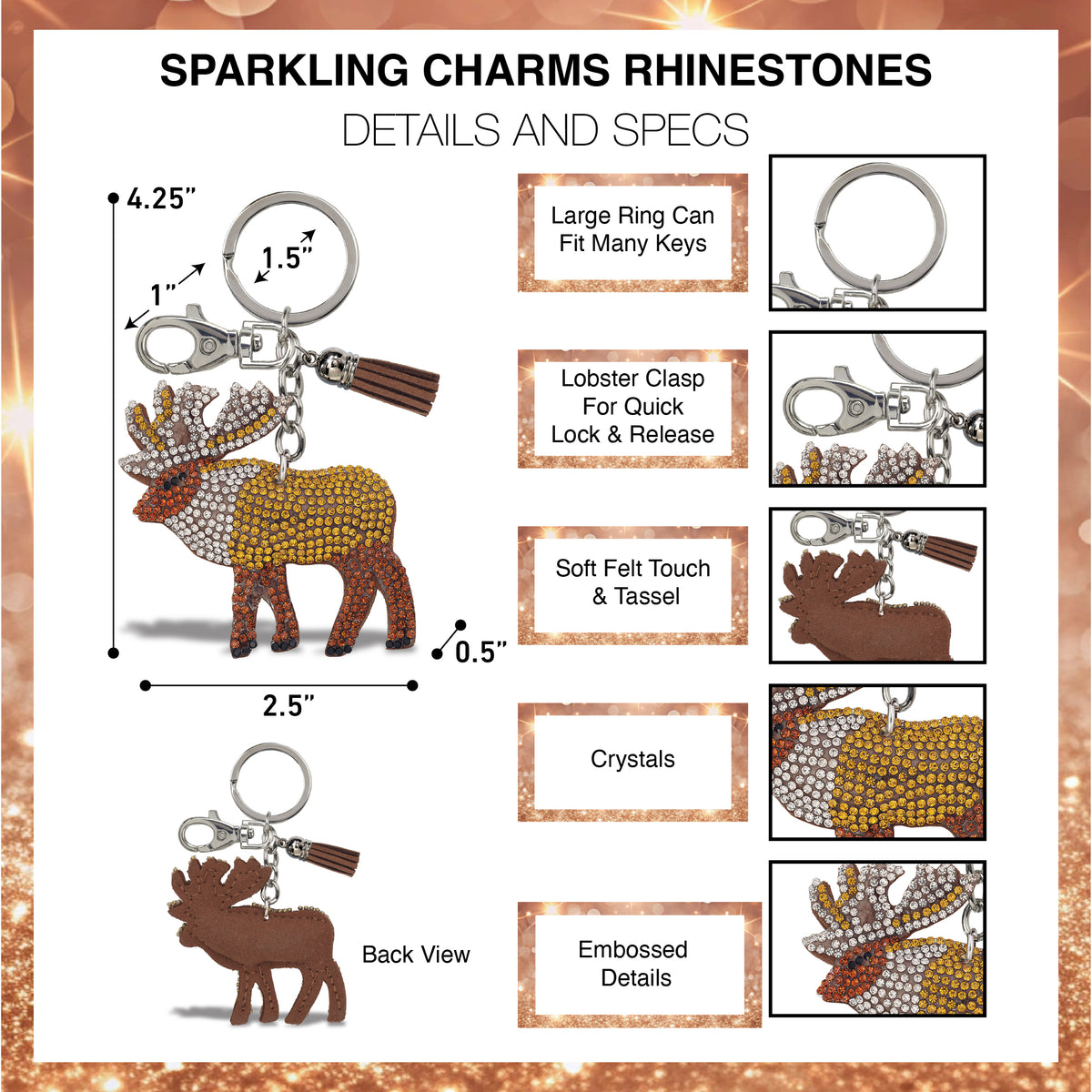 SPARKLING RHINESTONES CHARM - ELK