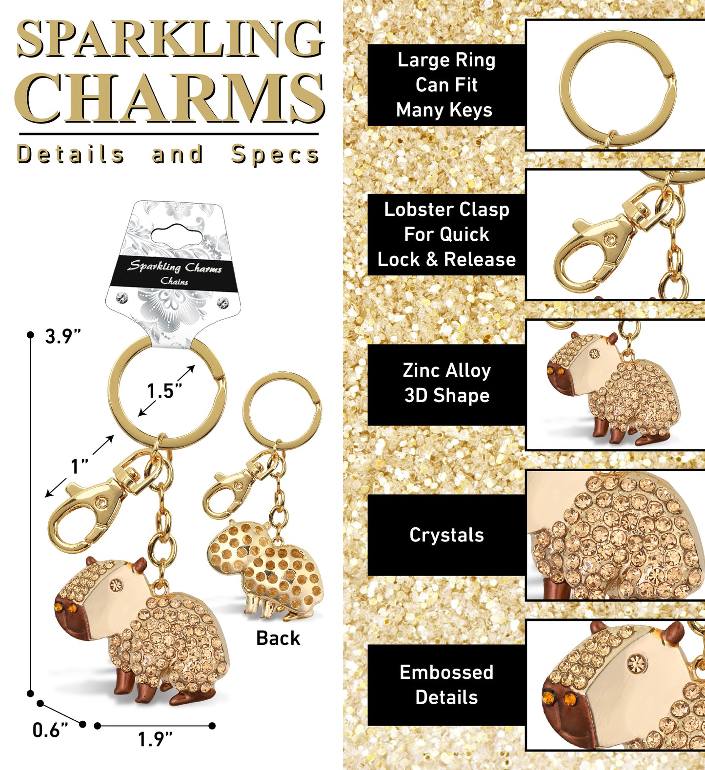 GOLD SPARKLING CHARMS - CAPYBARA