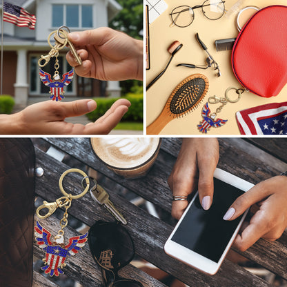 GOLD SPARKLING CHARMS - USA  FLAG PATRIOTIC EAGLE