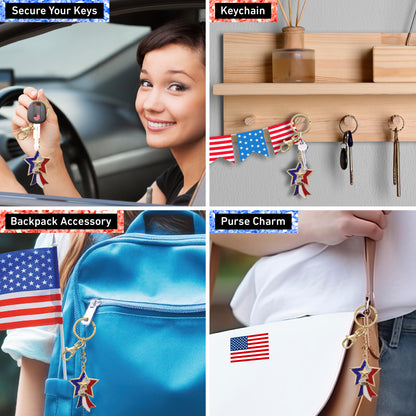 GOLD SPARKLING CHARMS - USA  FLAG FREEDOM STAR