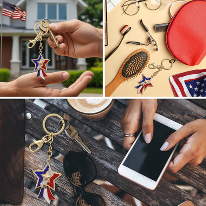 GOLD SPARKLING CHARMS - USA  FLAG FREEDOM STAR