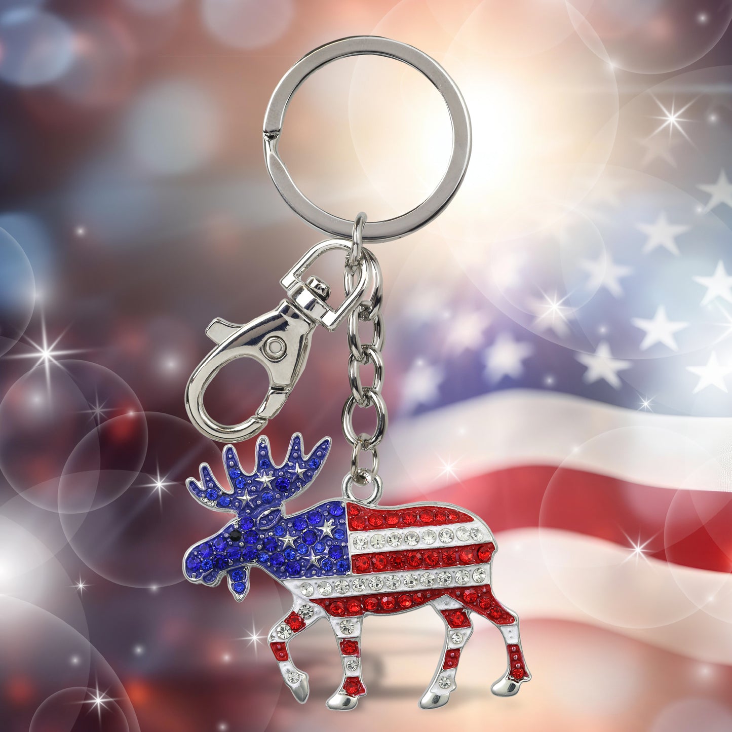 SPARKLING CHARMS - USA  FLAG MOOSE