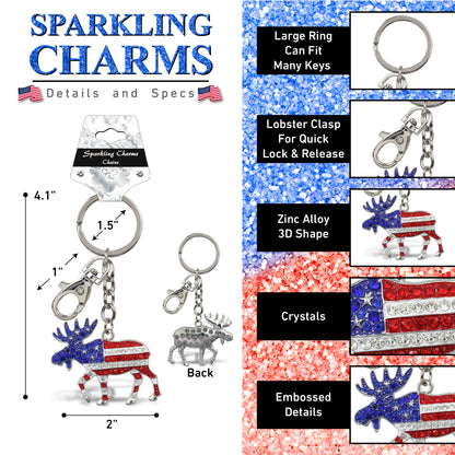 SPARKLING CHARMS - USA  FLAG MOOSE