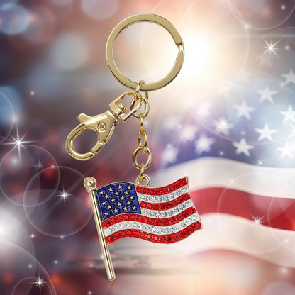 GOLD SPARKLING CHARMS - USA  FLAGPOLE