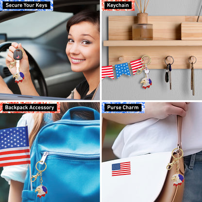 GOLD SPARKLING CHARMS - USA  FLAG EAGLE HEAD