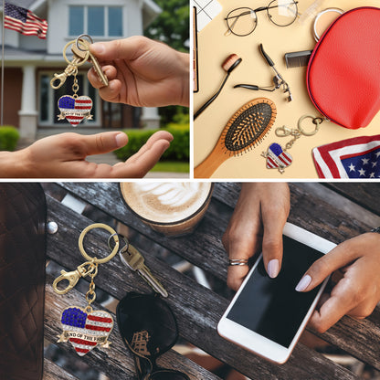 GOLD SPARKLING CHARMS - USA  FLAG HEART