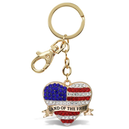 GOLD SPARKLING CHARMS - USA  FLAG HEART