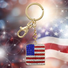 GOLD SPARKLING CHARMS - USA  FLAG SQUARE