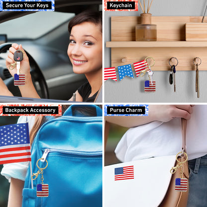 GOLD SPARKLING CHARMS - USA  FLAG SQUARE