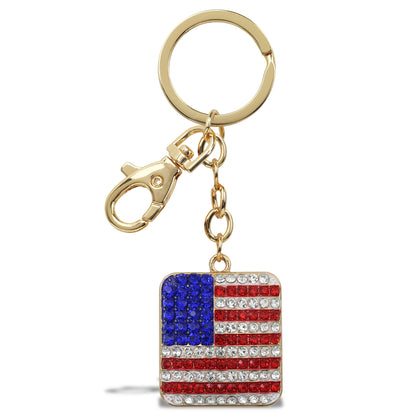 GOLD SPARKLING CHARMS - USA  FLAG SQUARE