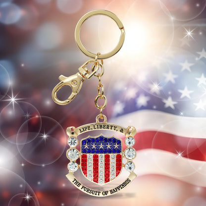 GOLD SPARKLING CHARMS - USA  FLAG PATRIOTIC SHIELD