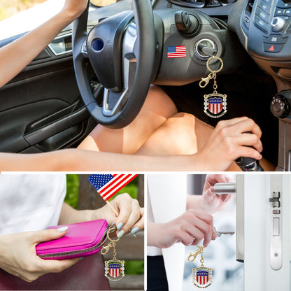 GOLD SPARKLING CHARMS - USA  FLAG PATRIOTIC SHIELD