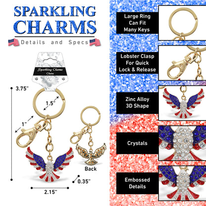 GOLD SPARKLING CHARMS - USA FLAG EAGLE
