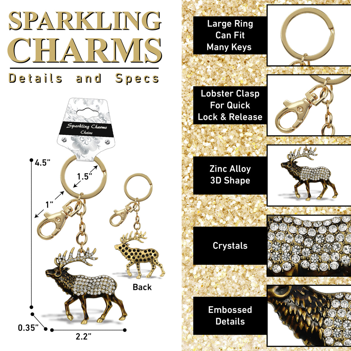 GOLD SPARKLING CHARMS - ELK
