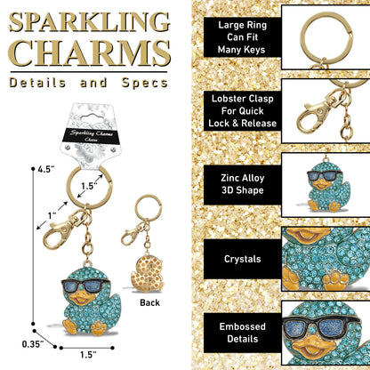 GOLD SPARKLING CHARMS - BLUE COOL DUCK