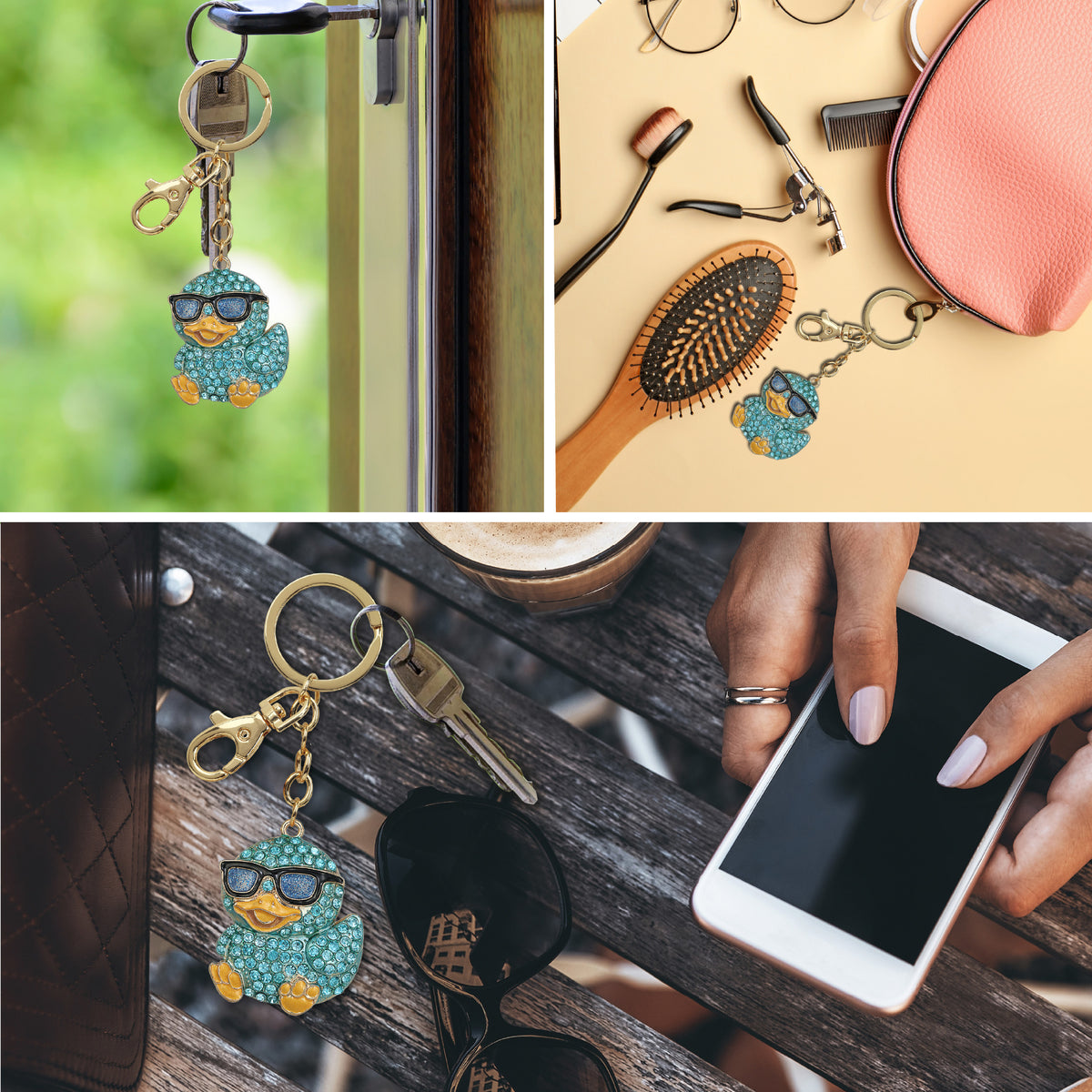GOLD SPARKLING CHARMS - BLUE COOL DUCK