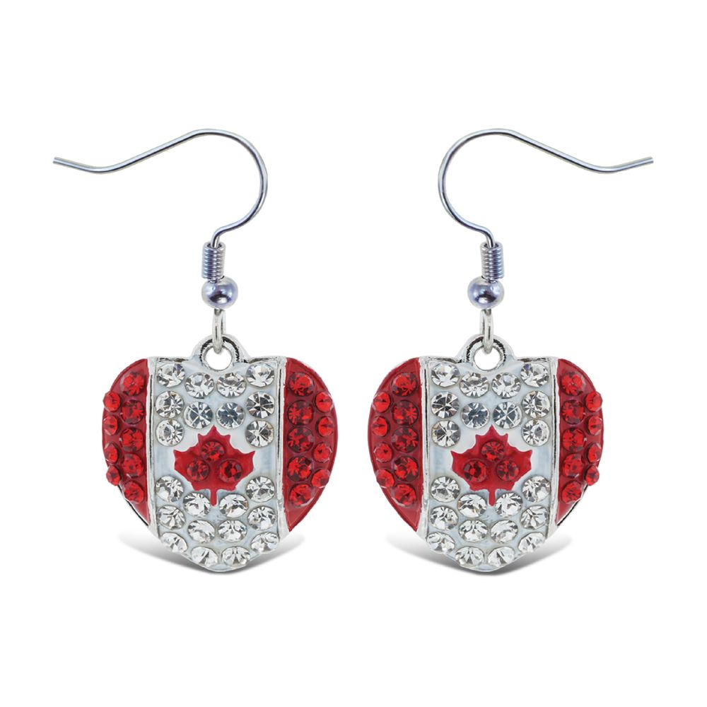SPARKLING EARRINGS - CANADA FLAG HEART