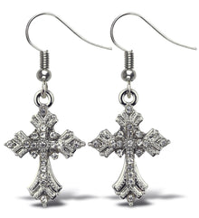 SPARKLING EARRINGS - FLEUR DE LIS CROSS