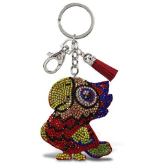 SPARKLING RHINESTONES CHARM WITH TASSEL - PARROT