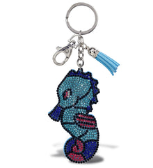 SPARKLING RHINESTONES CHARM WITH TASSEL - SEAHORSE