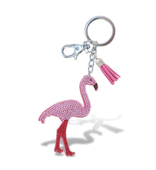 SPARKLING RHINESTONES CHARM WITH TASSEL - FLAMINGO