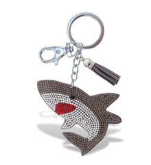 SPARKLING RHINESTONES CHARM WITH TASSEL - SHARK