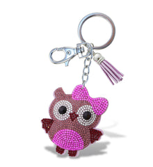 SPARKLING RHINESTONES CHARM WITH TASSEL - OWL
