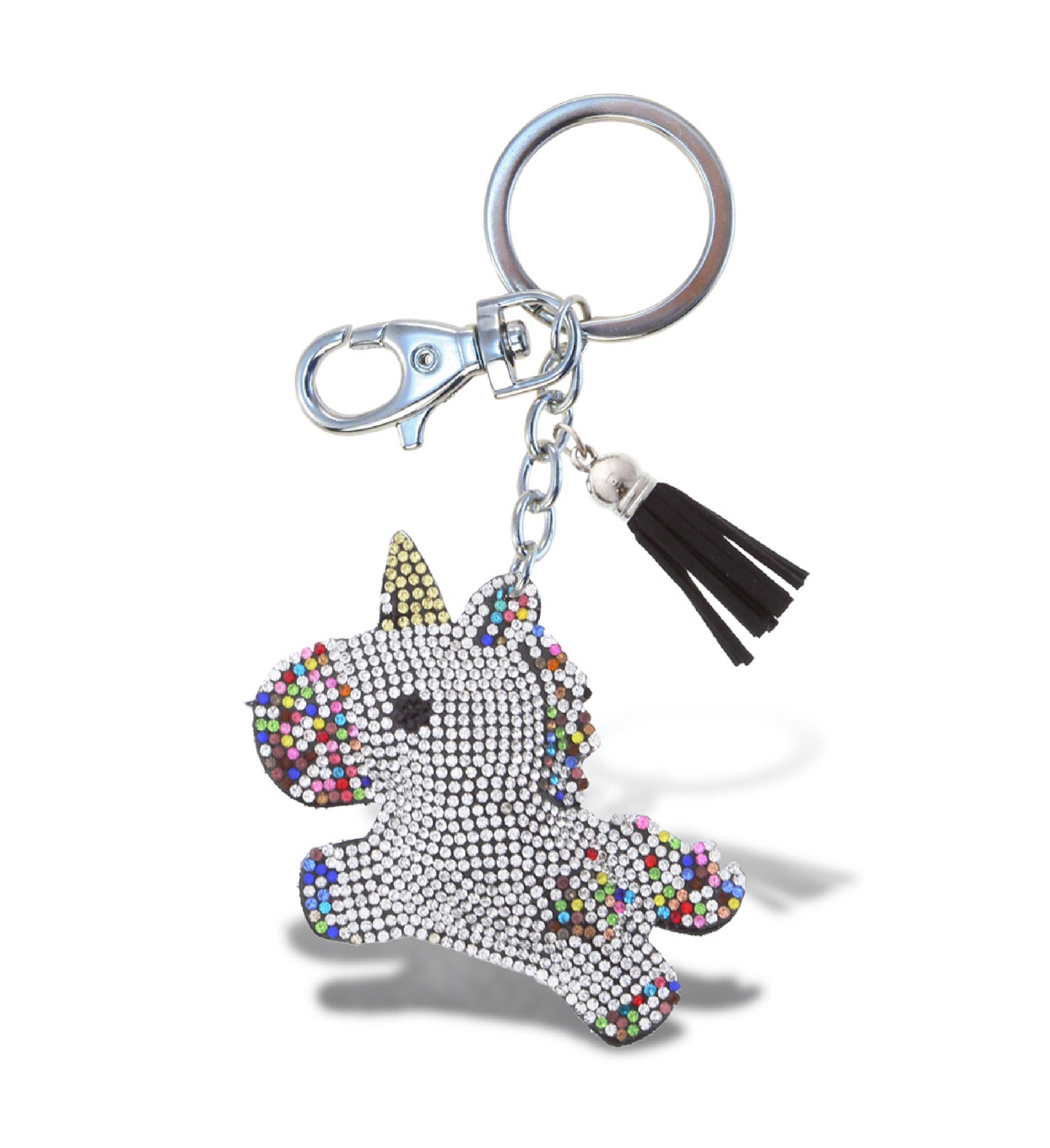 SPARKLING RHINESTONES CHARM WITH TASSEL - UNICORN